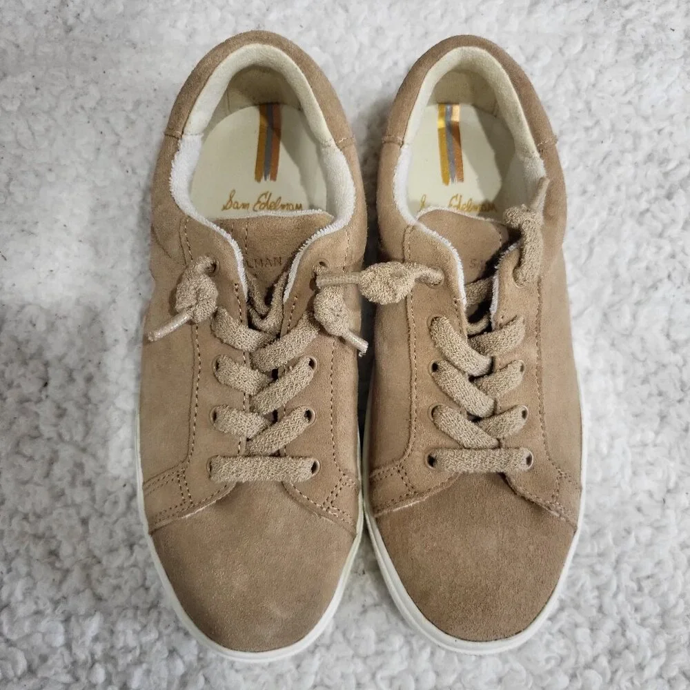 NEW Sam Edelman Ethyl Kids Sneaker  Suede  tan  size 1M  EU 32